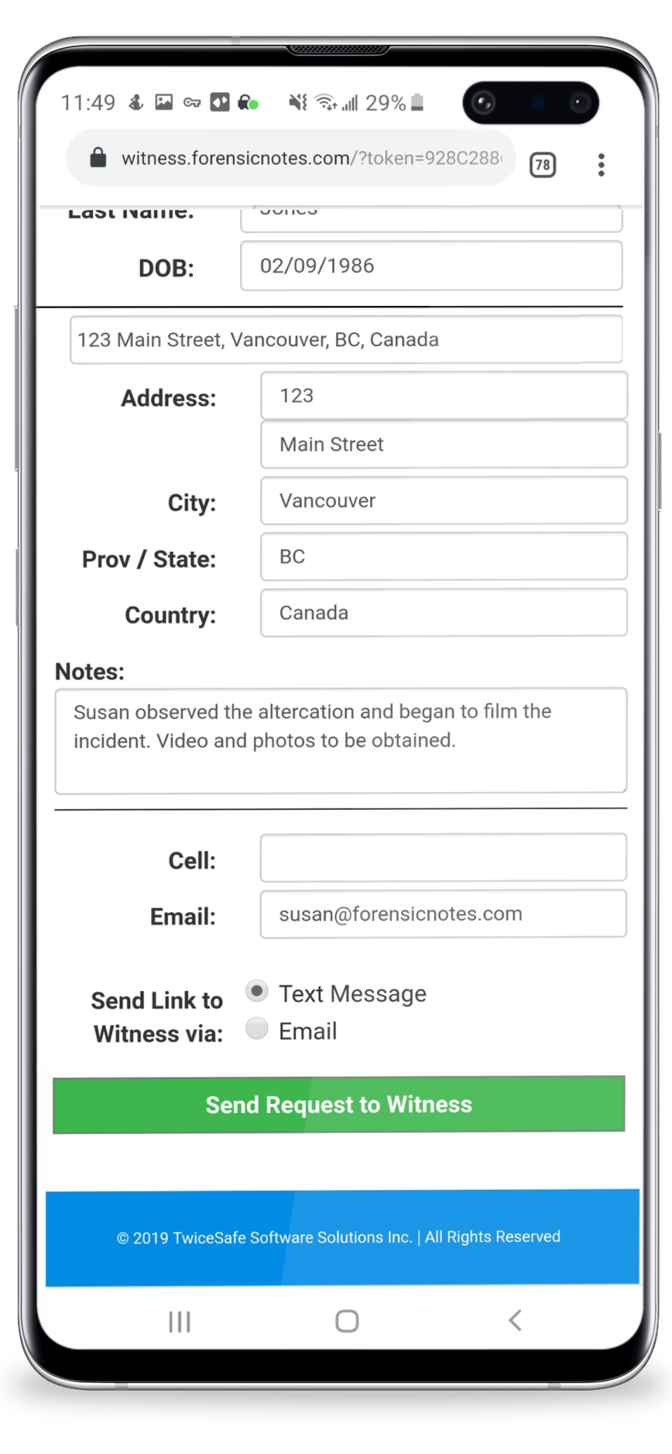 screenshot of Forensic Notes
